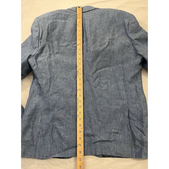 BAR III 100% linen formal chambray blazer 40S Suit lightweight jacket - Picture 6 of 11